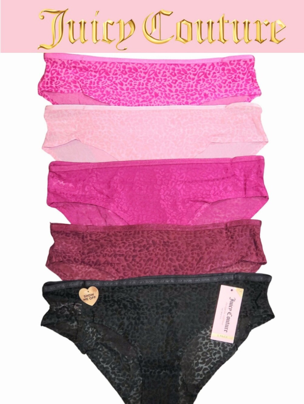 Juicy Couture 5-PK Leopord Print Bikini Panties- Multi